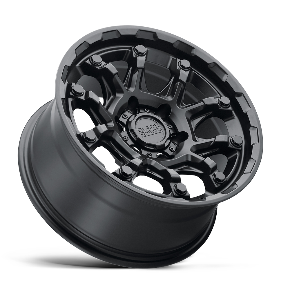 Set 4 Black Rhino Ark 20x9 6x5.5 Black W/ Black Bolts Wheels 20" 12mm