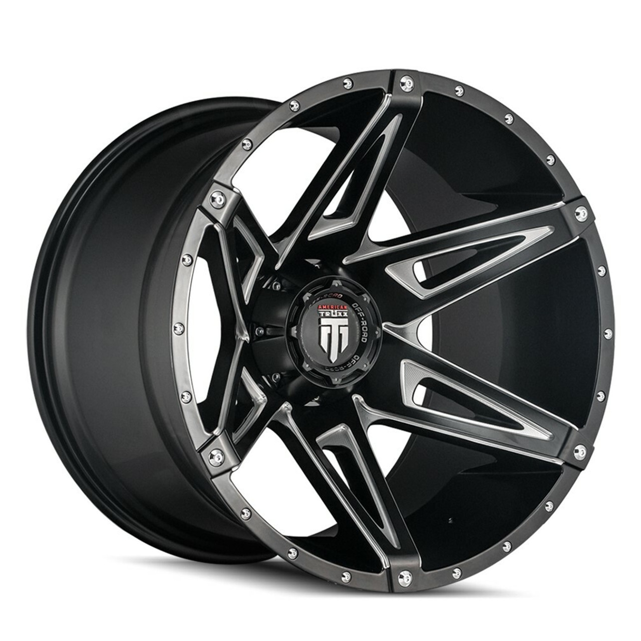 22" American Truxx Kutz 22x14 Black Milled 6x135 6x5.5 Wheel -76mm Lifted Rim