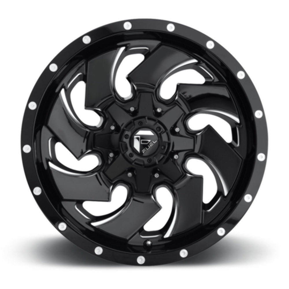 18" Fuel D574 Cleaver 18x9 8x180 20mm Gloss Black Milled Wheel For Chevy GMC Rim Offroad Truck