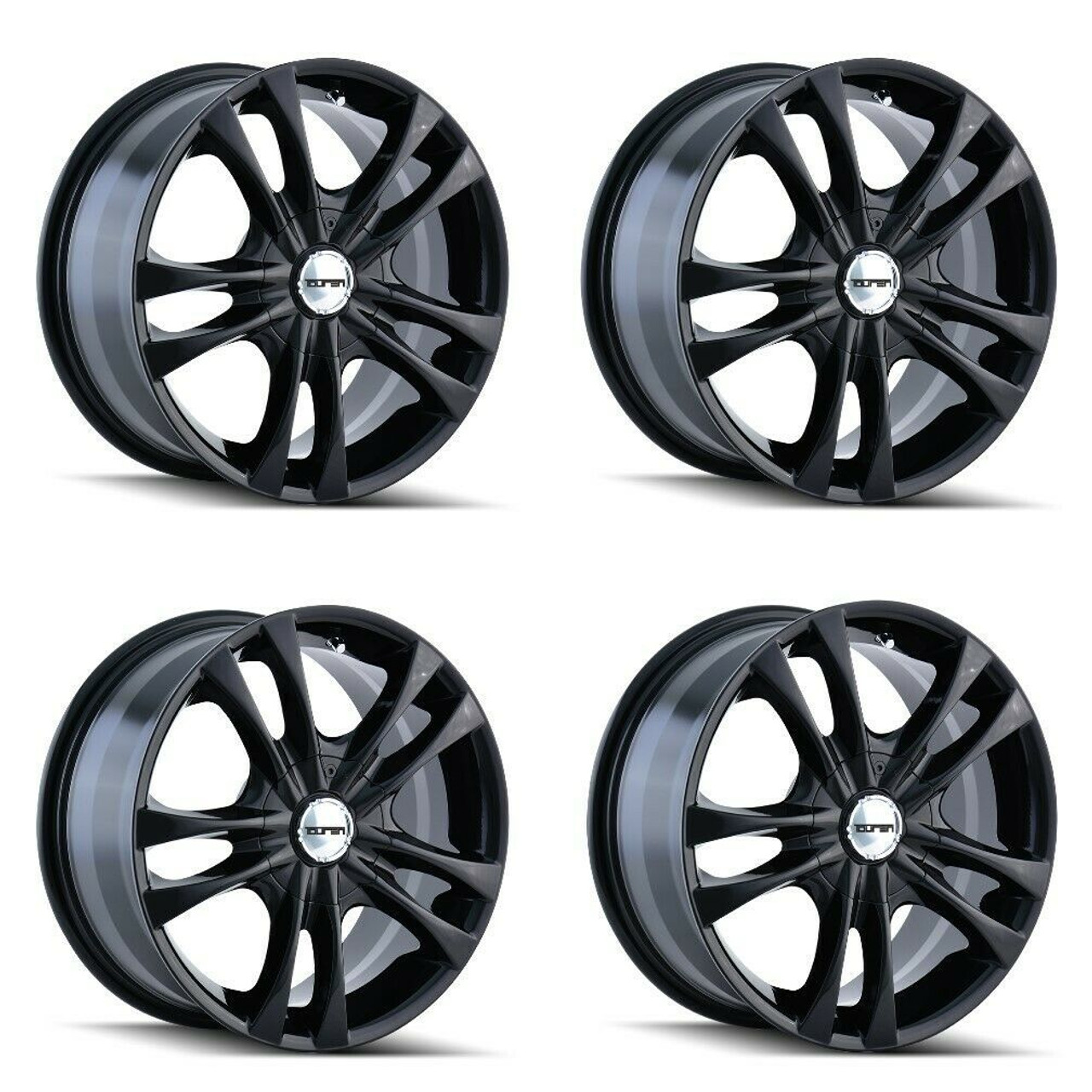 Set 4 15" Touren TR22 15x7 Black 4x100 4x4.5 Wheels 40mm Rims