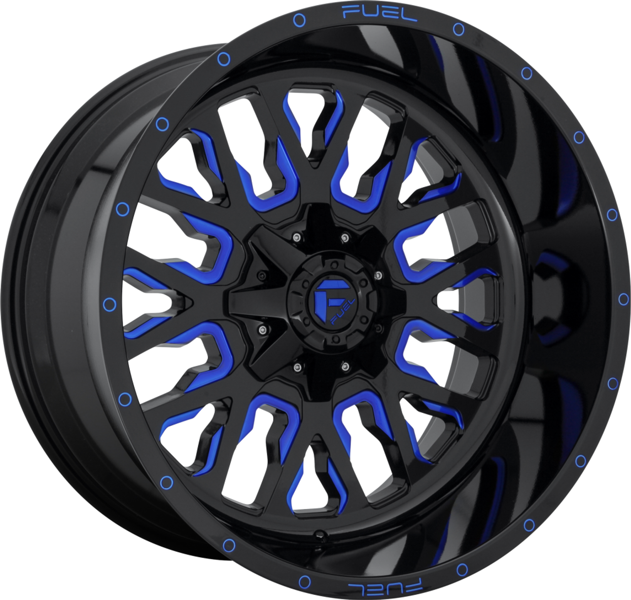 Set 4 Fuel  D645 Stroke 20x10 8x6.5 Black Blue Tinted Clear Wheels 20" -18mm