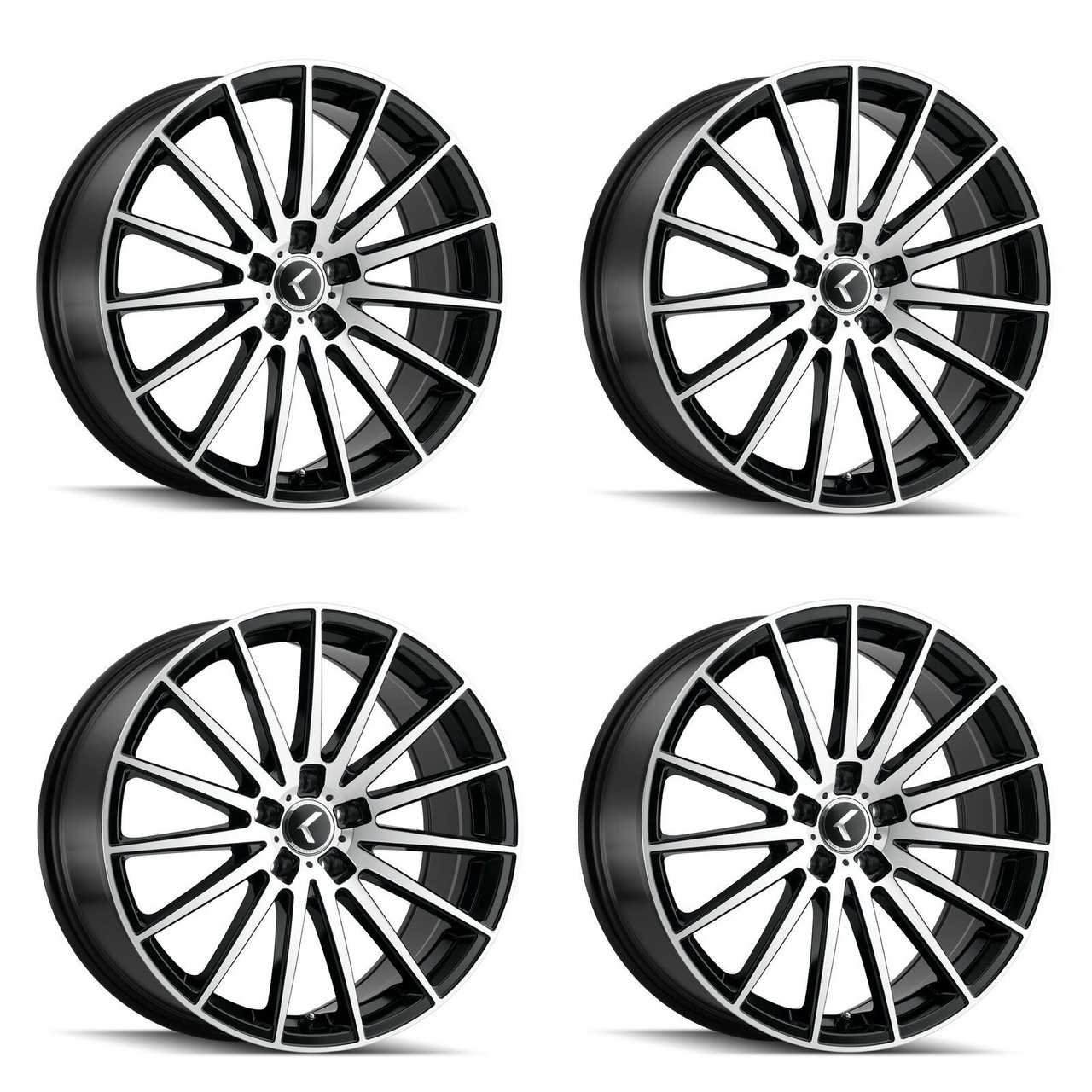 Set 4 18" Kraze Stunna 18x8 Black Machined 5x120 Wheels 40mm Performance Rims