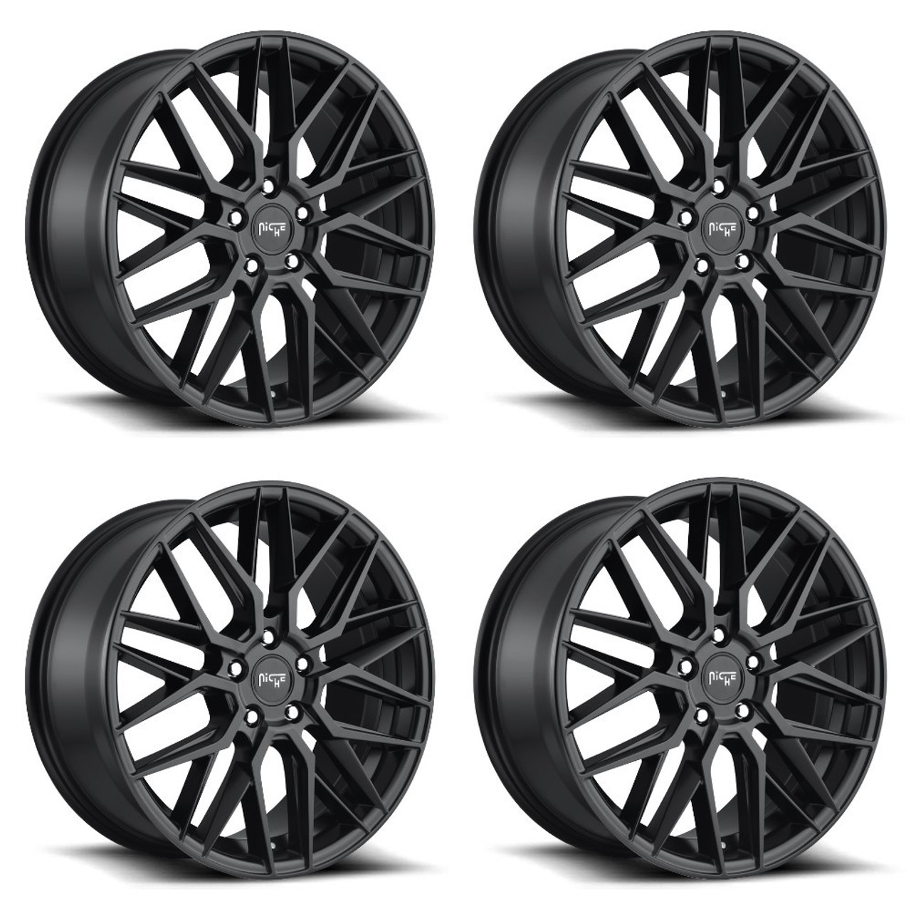 Set 4 Niche M190 Gamma 20x10.5 5x112 Matte Black Wheels 20" 27mm Rims