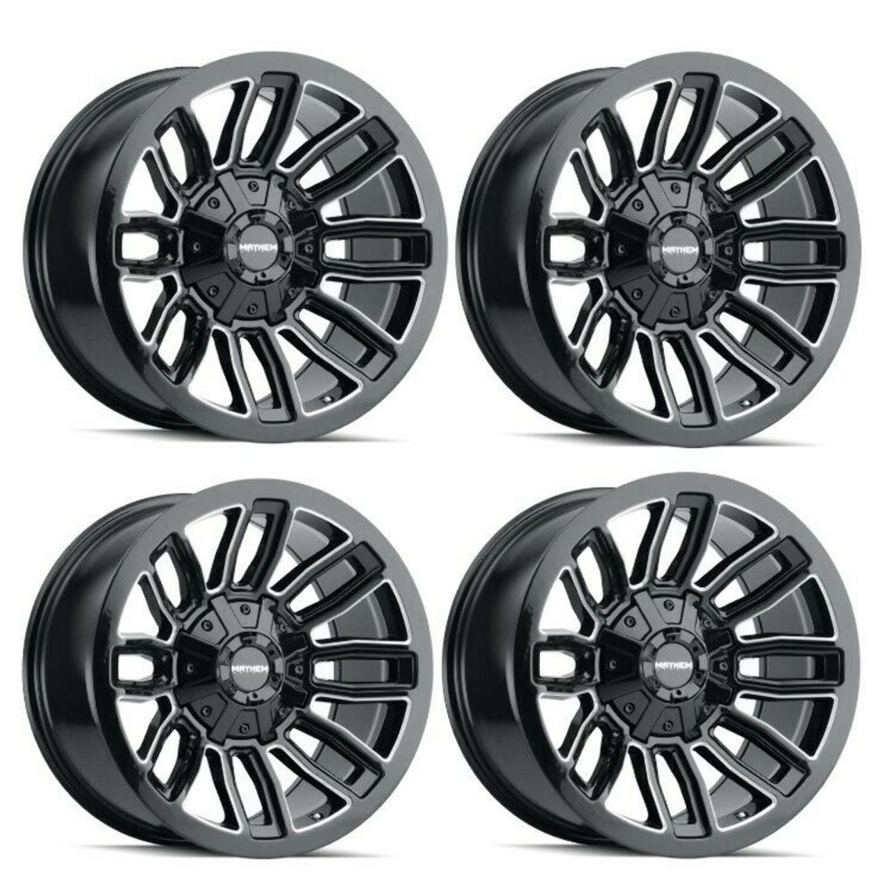 Set 4 20" Mayhem Decoy 20x10 Black Milled 8x6.5 8x170 Wheels -19mm Lifted Rims