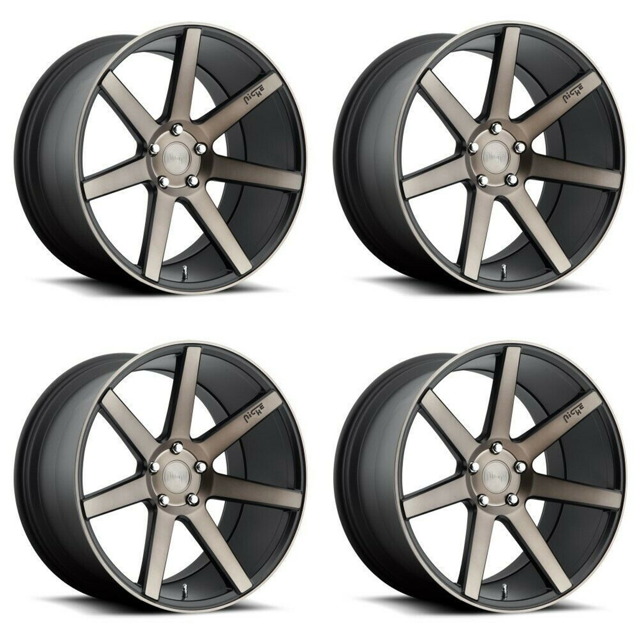 Set 4 Niche M150 Verona 20x10 5x4.5 Matte Black Machined Wheels 20" 40mm