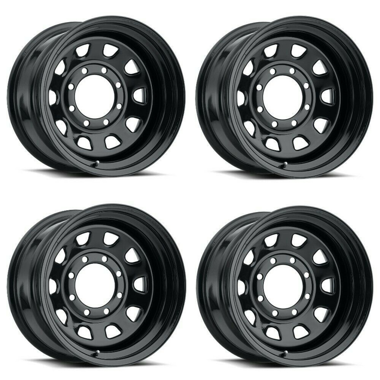 Set 4 16" Vision HD 84H D Window Gloss Black Wheels 16x8 5x5.5 Rims -12mm