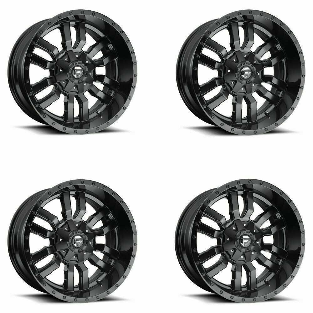Set 4 18" Fuel D596 Sledge 18x9 8x170 Matte Black Gloss Black Wheels 20mm Rims