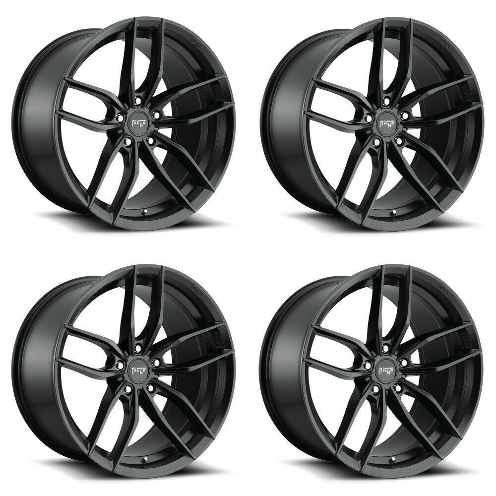Set 4 Niche M203 Vosso 20x10 5x4.5 Matte Black Wheels 20" 40mm Rims