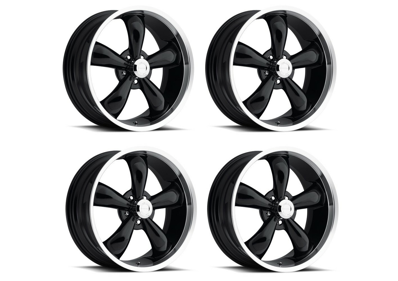 Set 4 22" Vision Muscle 142 Legend 22x9.5 5x115 18mm Black Machined Lip Wheels