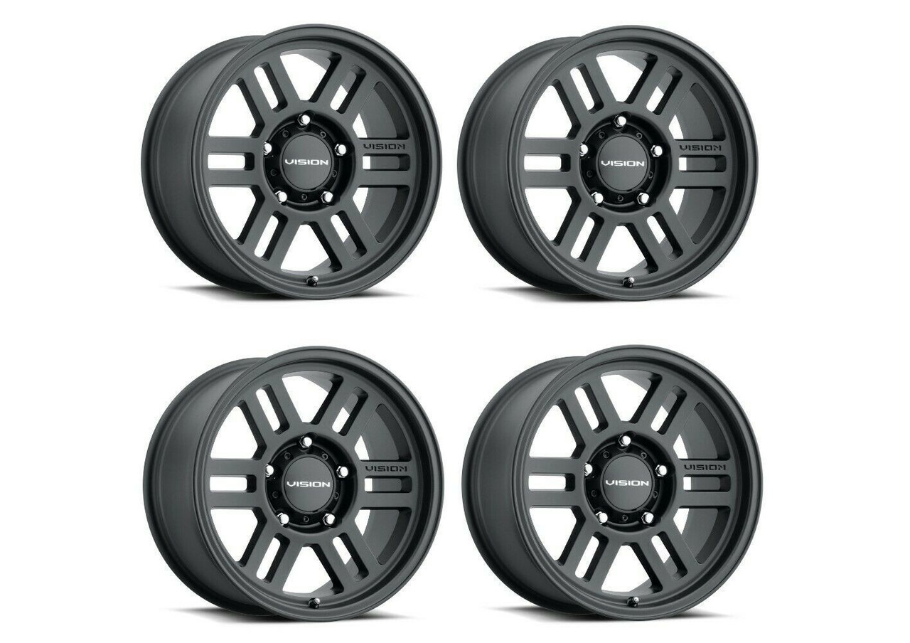 Set 4 15" Vision 355 Manx 2 Overland Satin Black Wheels 15x7.5 5x4.5 Rims -12mm