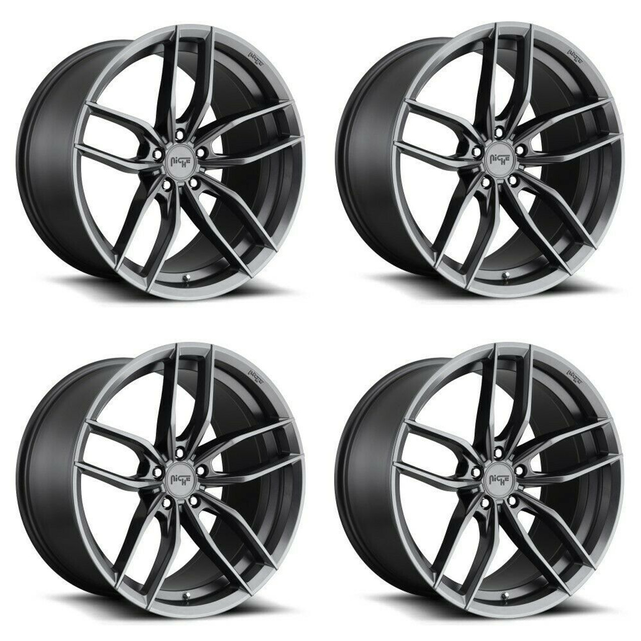 Set 4 Niche M204 Vosso 18x8 5x120 Matte Anthracite Wheels 18" 40mm Rims