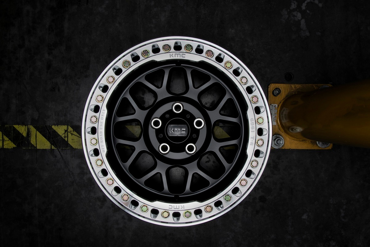 Set 4 20" KMC KM235 Grenade Crawl Beadlock 20x10 6x5.5 Satin Black Wheels -48mm
