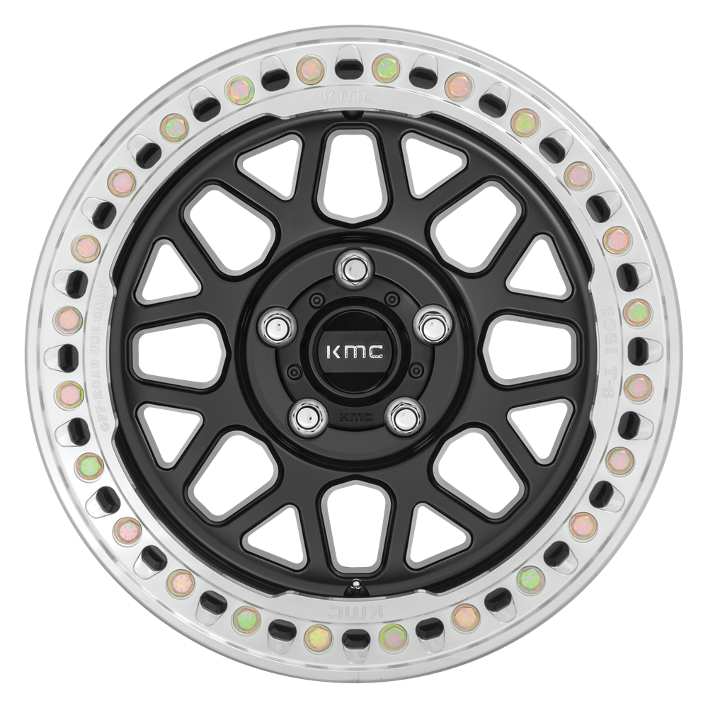 Set 4 20" KMC KM235 Grenade Crawl Beadlock 20x10 6x5.5 Satin Black Wheels -48mm