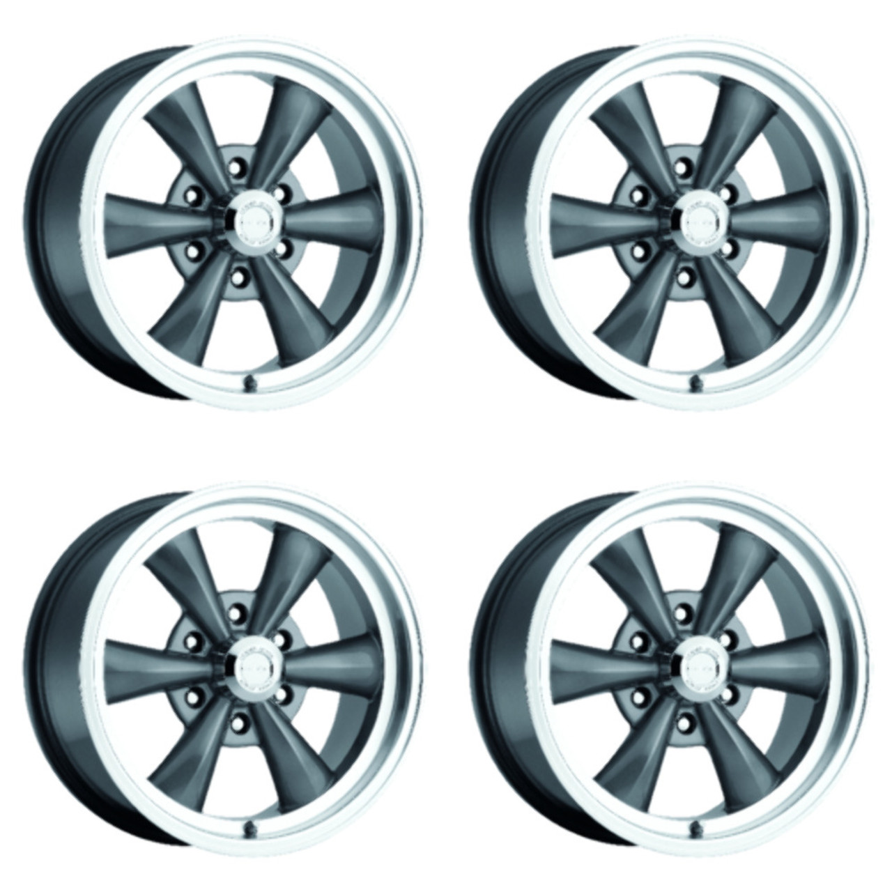 Set 4 17" Vision Muscle 141H Legend Gunmetal Machined Lip Wheels 17x8 6x5.5 19mm