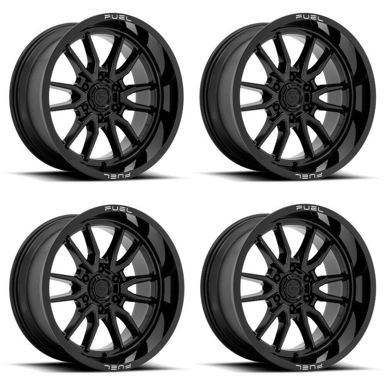 Set 4 22" Fuel D760 Clash 22x10 6x135 Gloss Black Wheels -18mm Lifted Rims Set 4 22" Fuel D760 Clash 22x10 6x135 Gloss Black Wheels -18mm Lifted Rims