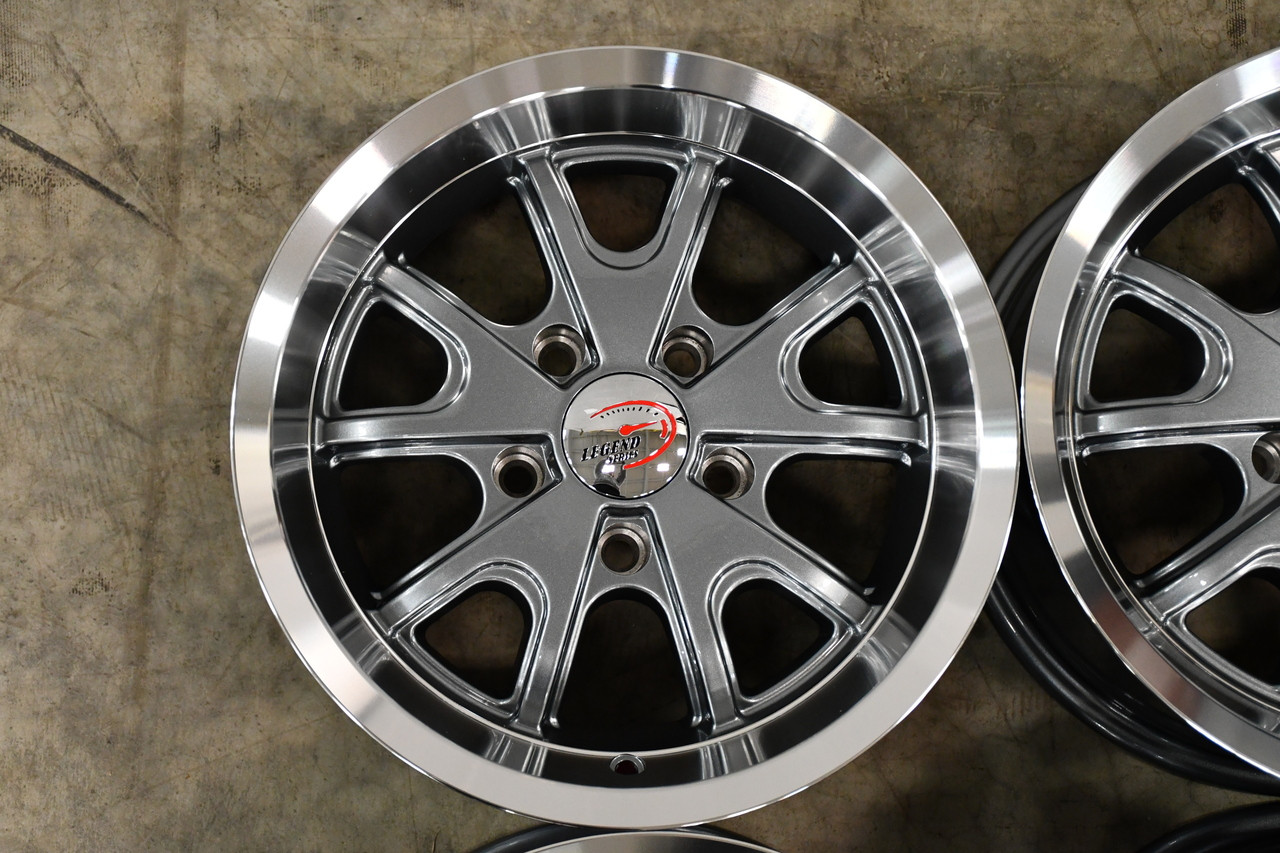 15" Vision American Muscle 143 Torque Gunmetal Machined Lip Wheel 15x8 5x5 0mm