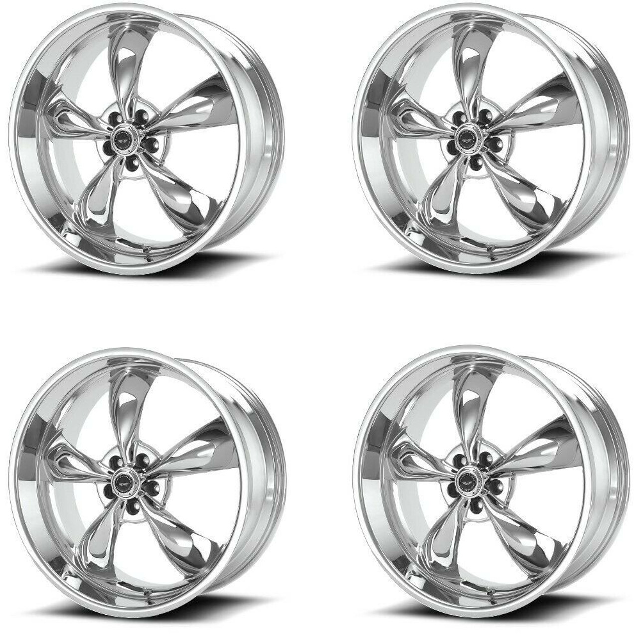 Set 4 American Racing AR605 Torq Thrust M 18x8 5x5 Chrome Wheels 18" 0mm Rims