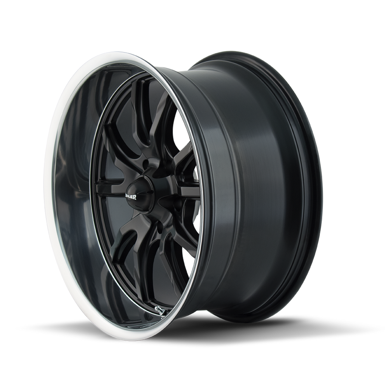 17" Ridler 650 17x7 Matte Black Polished Lip 5x4.5 Wheel 0mm For Ford Jeep Truck