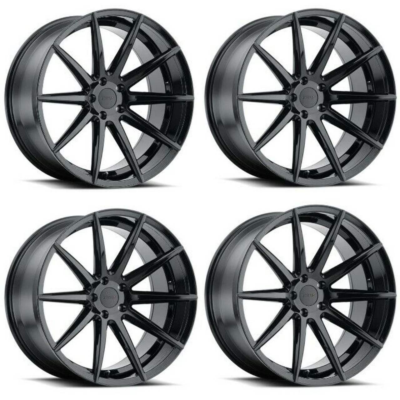 Set 4 TSW Clypse 22x10.5 5x112 Gloss Black Wheels 22" 38mm Rims