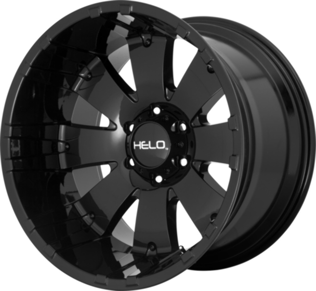 Set 4 20" Helo HE917 20x12 Gloss Black 8x6.5 Wheels -44mm Rims
