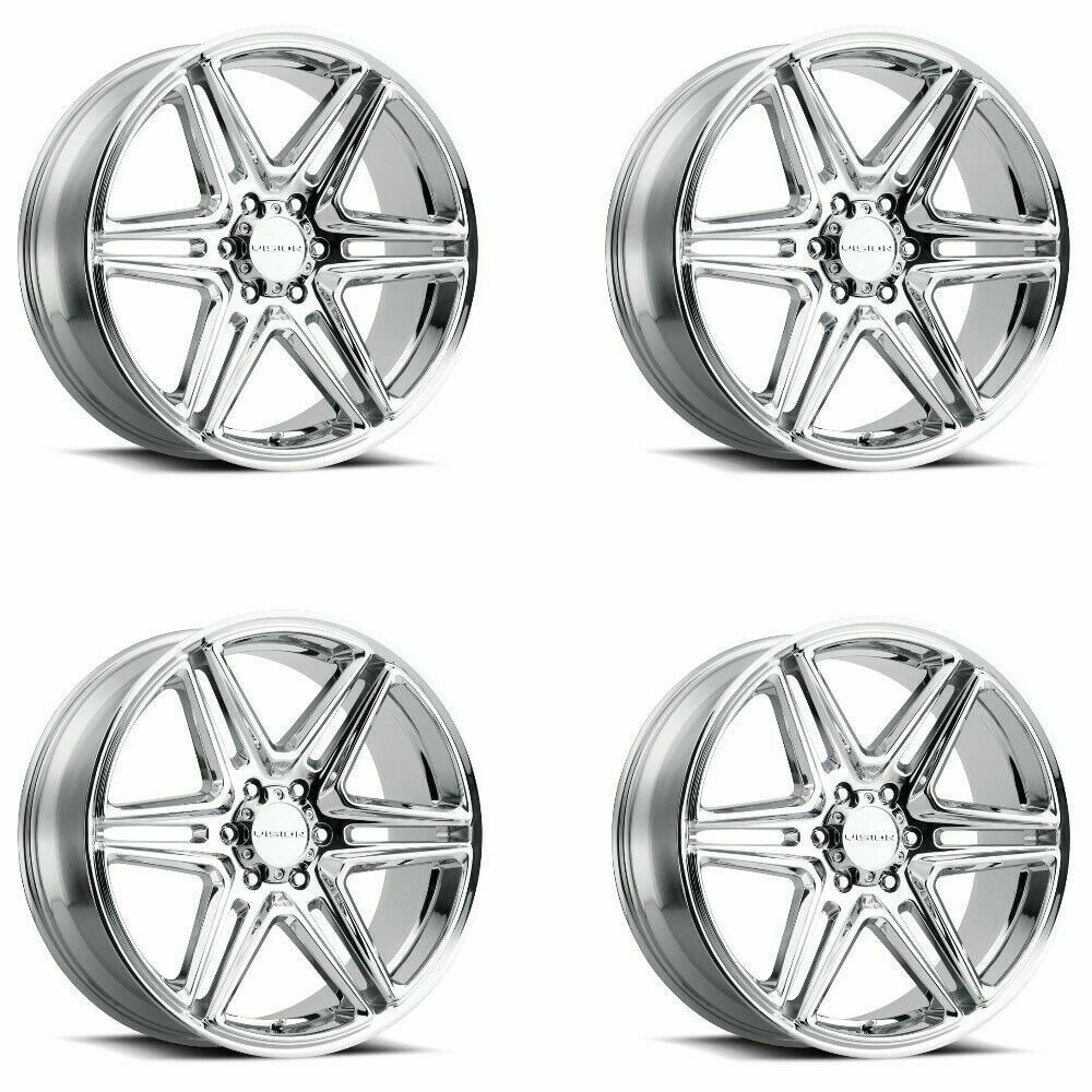 Set 4 22" Vision Street 476 Wedge Chrome Wheels 22x9.5 6x5.5 (6x139.7) 15mm Rims