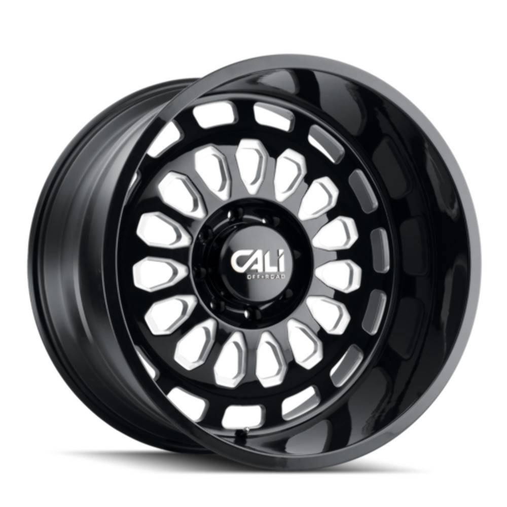 20" Cali Off-Road Paradox 20x10 Gloss Black Milled Spokes 6x135 Wheel -25mm Rim