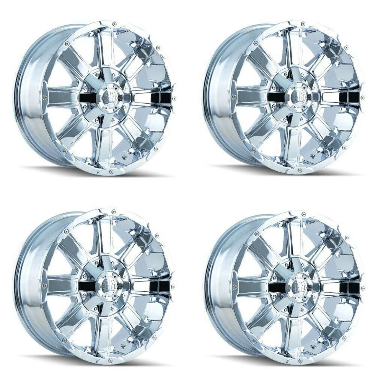 Set 4 20" Mayhem Chaos 20x9 Chrome 5x5 5x5.5 Wheels -12mm Rims