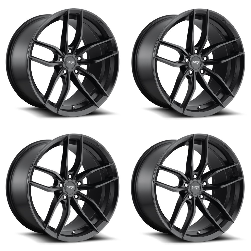 Set 4 Niche M203 Vosso 18x8 5x112 Matte Black Wheels 18" 42mm Rims