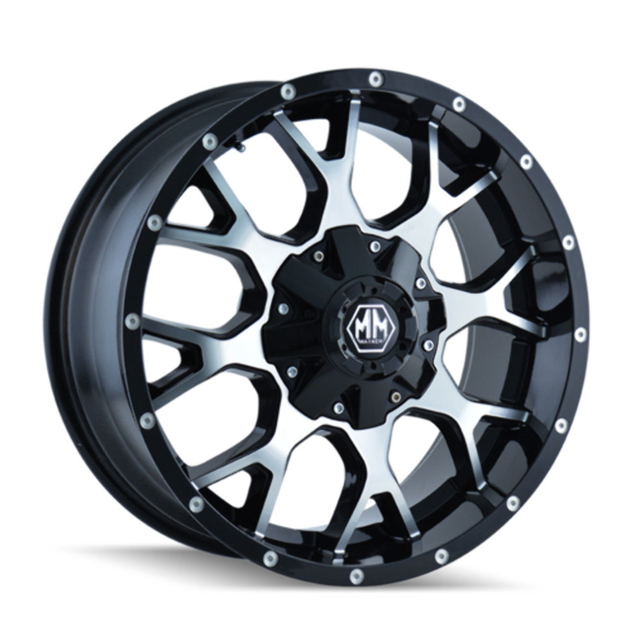 17" Mayhem Warrior 17x9 Black Machined 5x4.5 5x5 Wheel 18mm For Jeep Ford Rim