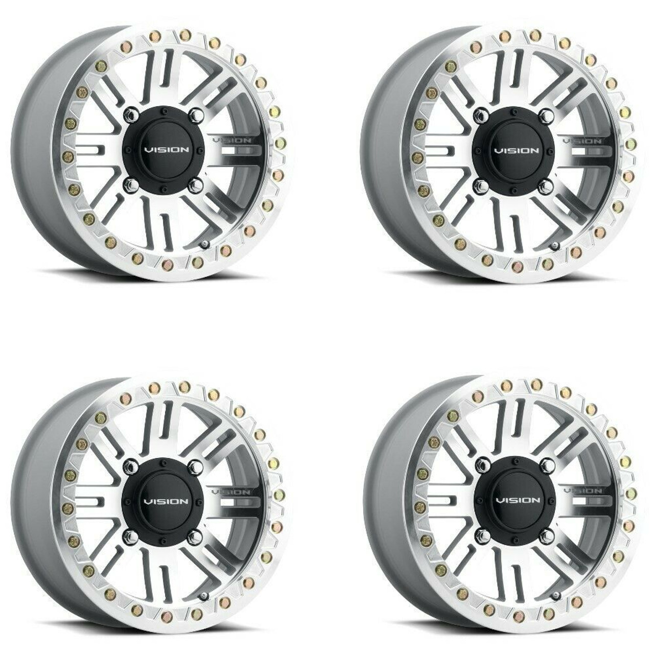 Set 4 14" Vision ATV 356 Manx 2 Beadlock Machined Wheels 14x7 4x136 Rims 13mm