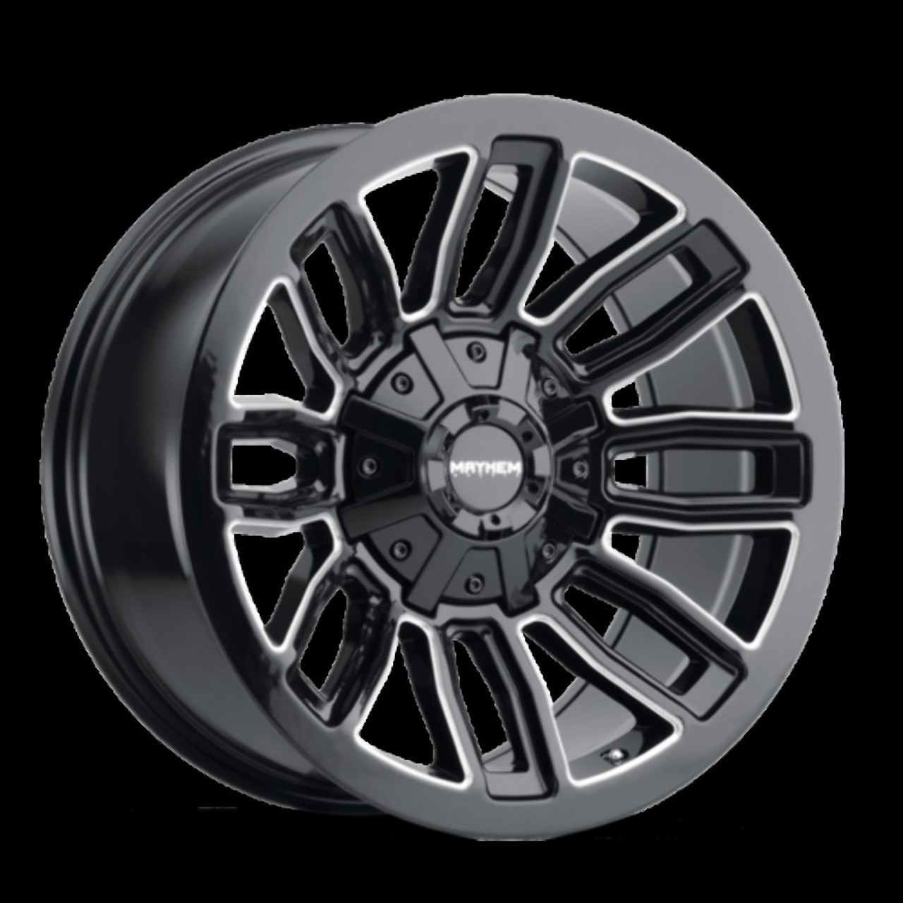20" Mayhem Decoy 20x10 Black Milled 8x180 Wheel -19mm Lifted For Chevy GMC Rim