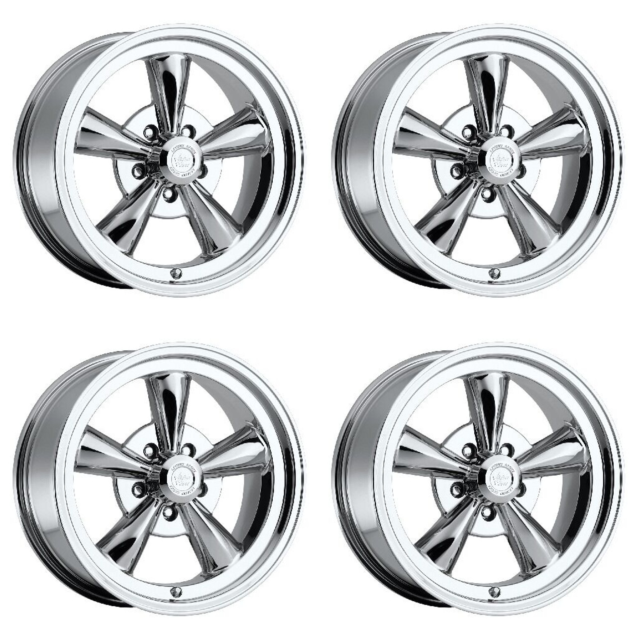 Set 4 15" Vision American Muscle 141H Legend Chrome Wheels 15x7 5x4.5 Rims 6mm