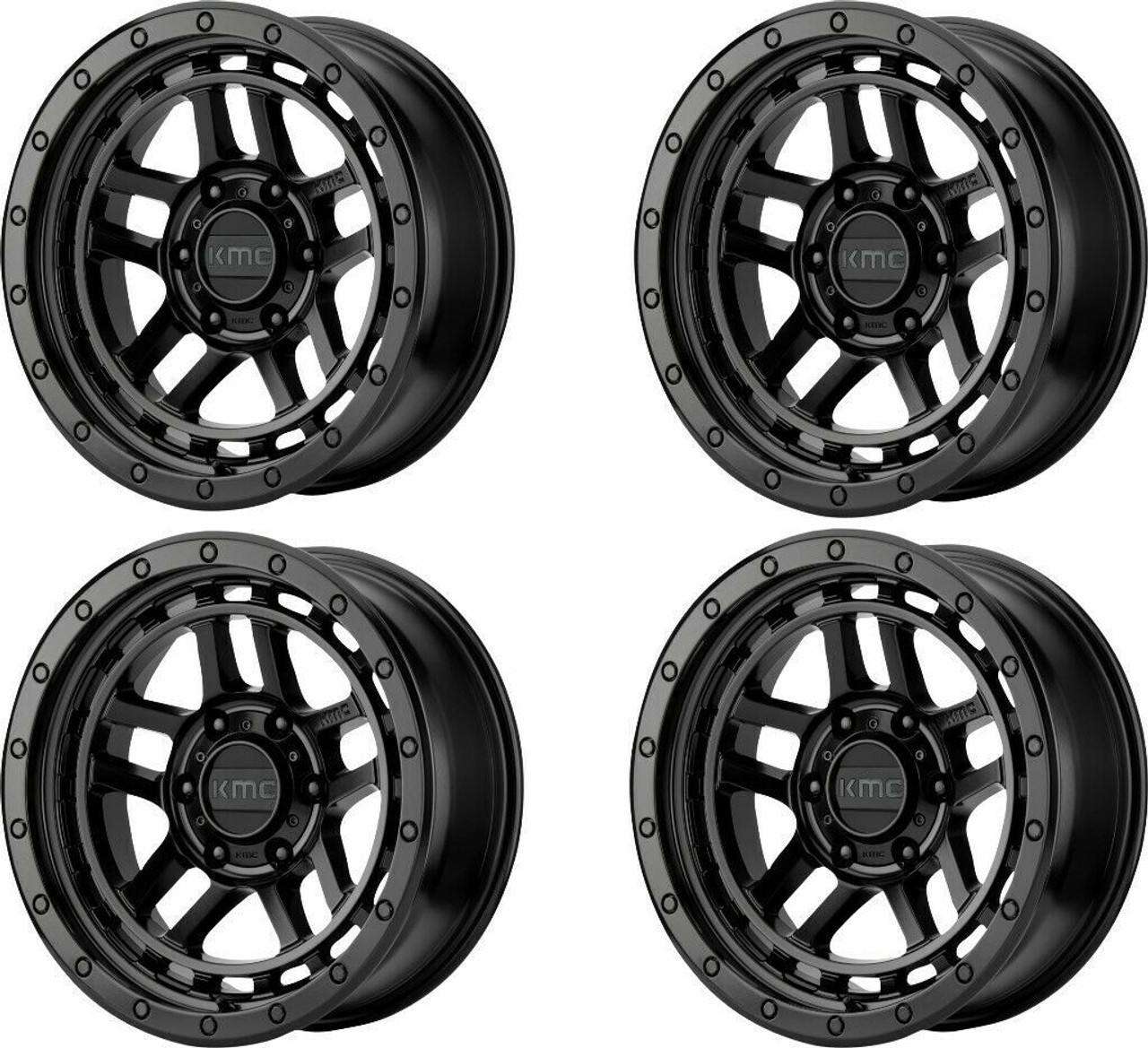 Set 4 KMC KM540 Recon 17x8.5 6x120 Satin Black Wheels 17" 18mm Rims