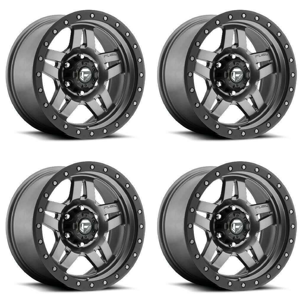 Set 4 20" Fuel D558 Anza 20x10 5x5 -18mm Matte Gunmetal Black Bead Ring Wheels