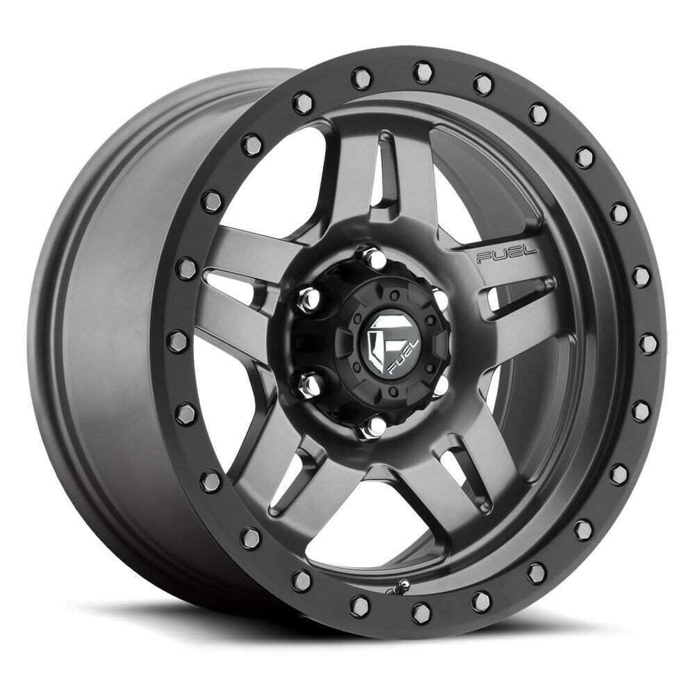 Set 4 20" Fuel D558 Anza 20x10 5x5 -18mm Matte Gunmetal Black Bead Ring Wheels