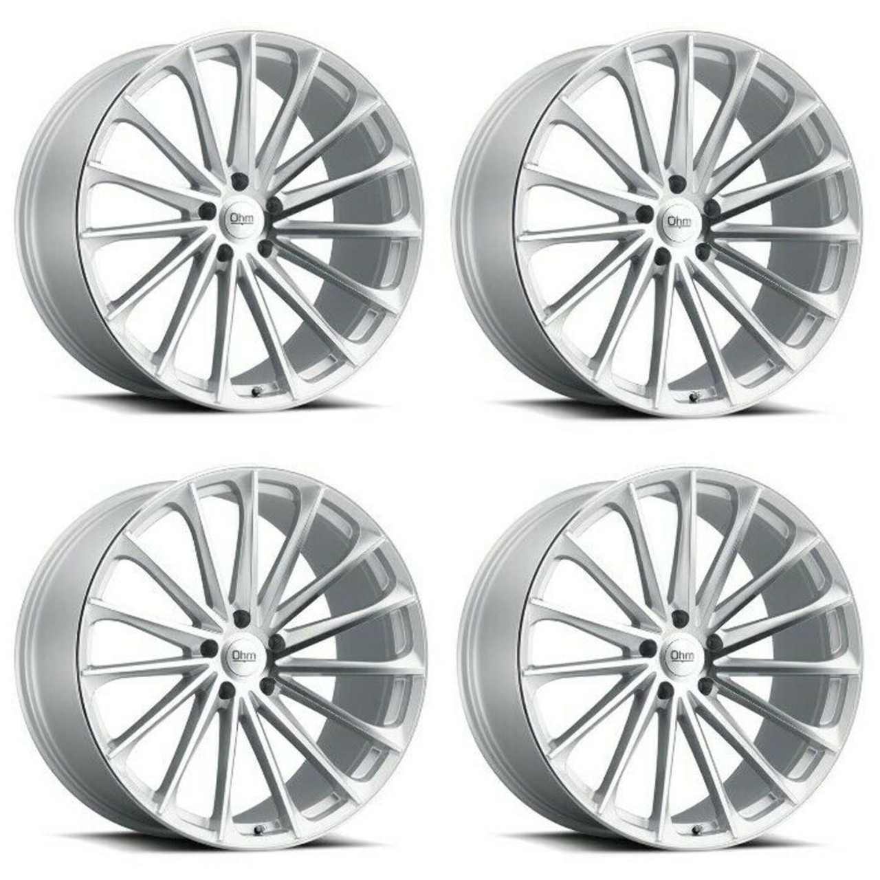 Set 4 OHM Proton 20x10 5x120 Silver W/ Mirror Face Wheels 20" 30mm Rims