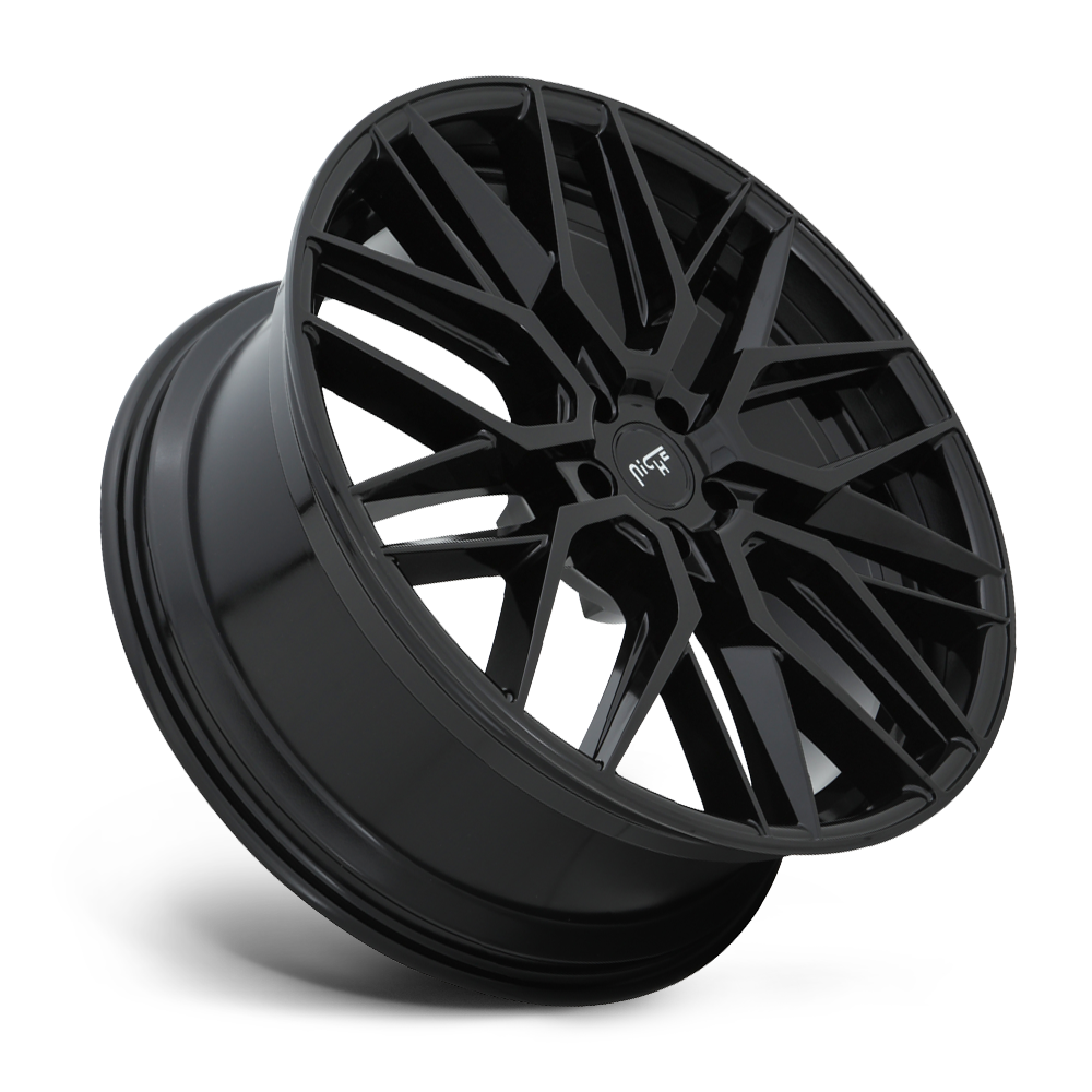 Set 4 Niche M224 Gamma 18x8 5x120 Gloss Black Wheels 18" 40mm Rims