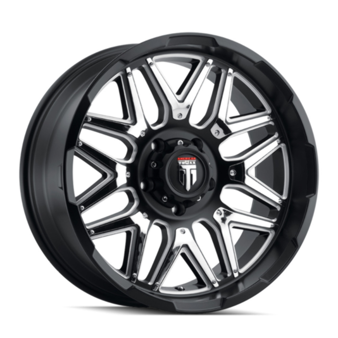 20" American Truxx Grind 20x9 Gloss Black Machined Chrome 6x5.5 Wheel 0mm Rim