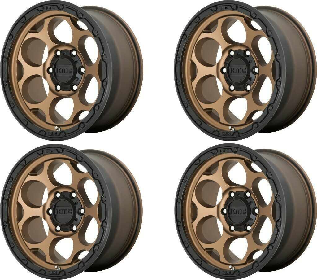 Set 4 17" KMC KM541 Dirty Harry 17x8.5 6x5.5 Matte Bronze Black Lip Wheels 18mm