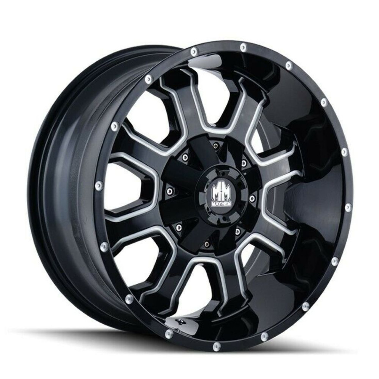 17" Mayhem Fierce 17x9 Black Milled 5x4.5 5x5 Wheel -12mm For Jeep Ford Rim