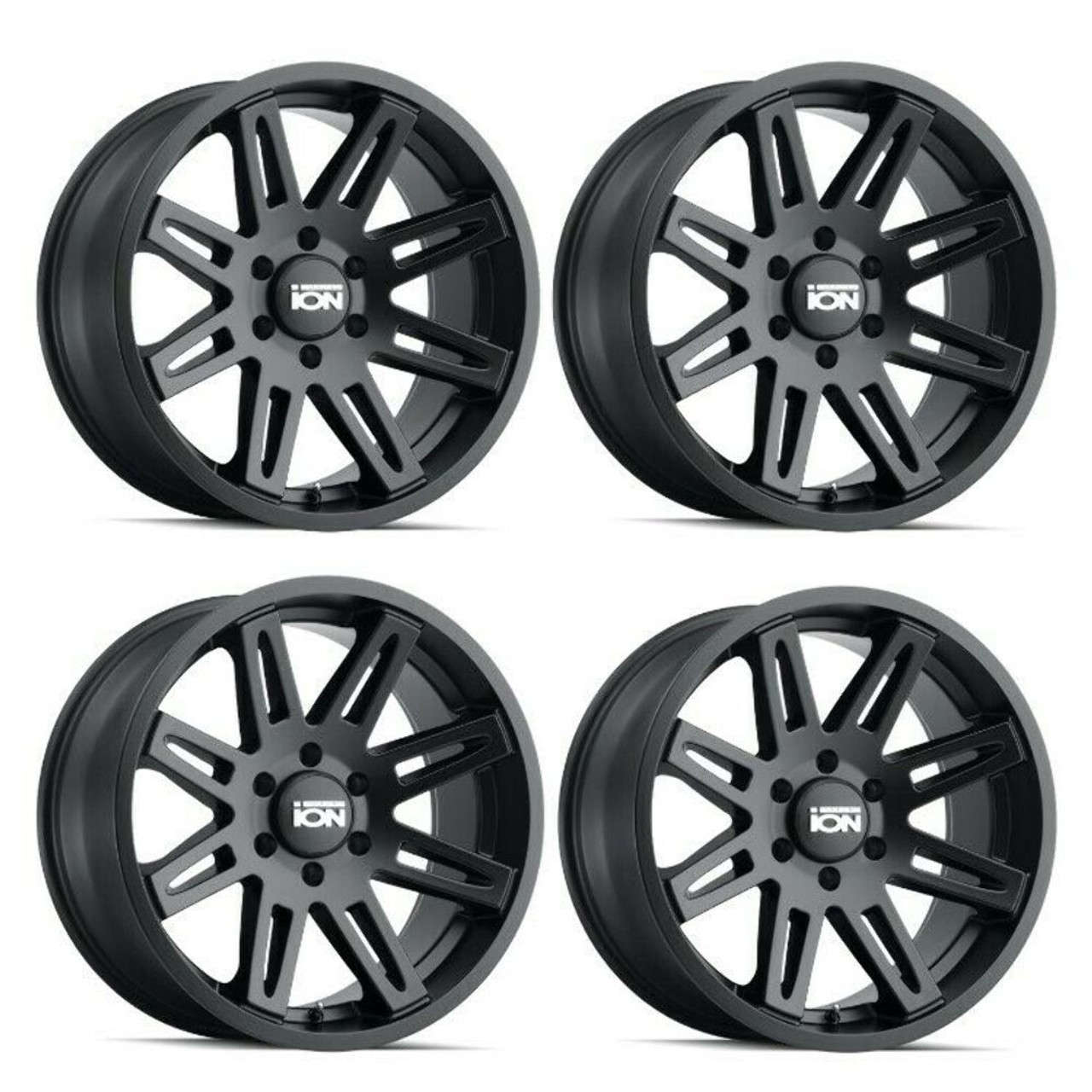 Set 4 17" Ion 142 17x9 Matte Black 5x5 Wheels -12mm Rims