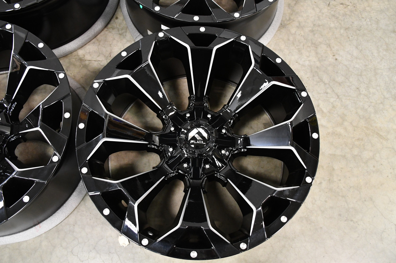 Set 4 20" Fuel D576 Assault 20x10 8x6.5 -18mm Gloss Black Milled Truck Wheels