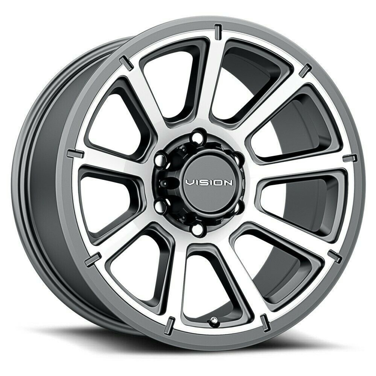 Set 4 17" Vision 353 Turbine Gunmetal Machined Face Wheels 17x8.5 5x5 Rims -6mm