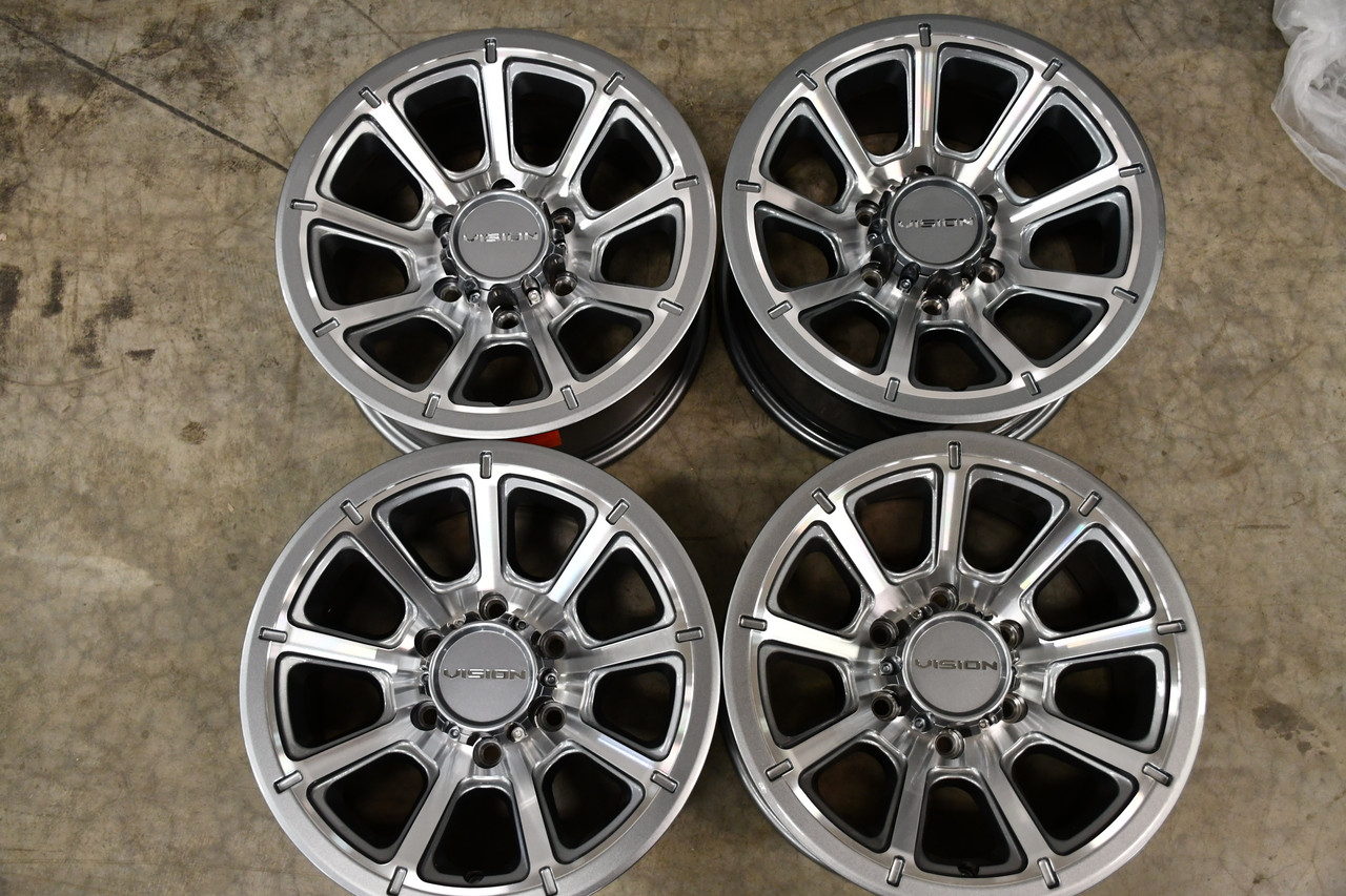 Set 4 17" Vision 353 Turbine Gunmetal Machined Face Wheels 17x8.5 5x5 Rims -6mm