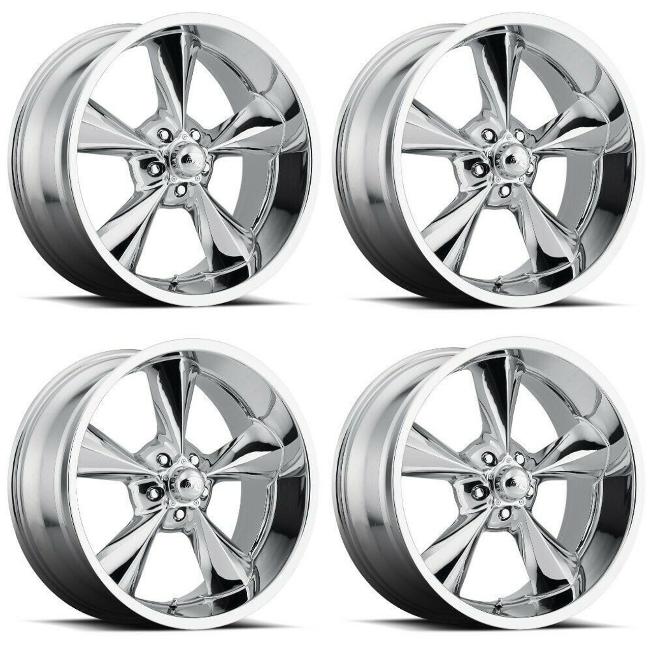 Set 4 17" Voxx B/G Rod Works Old School Chrome Wheels 17x8 5x4.75 0mm Rims