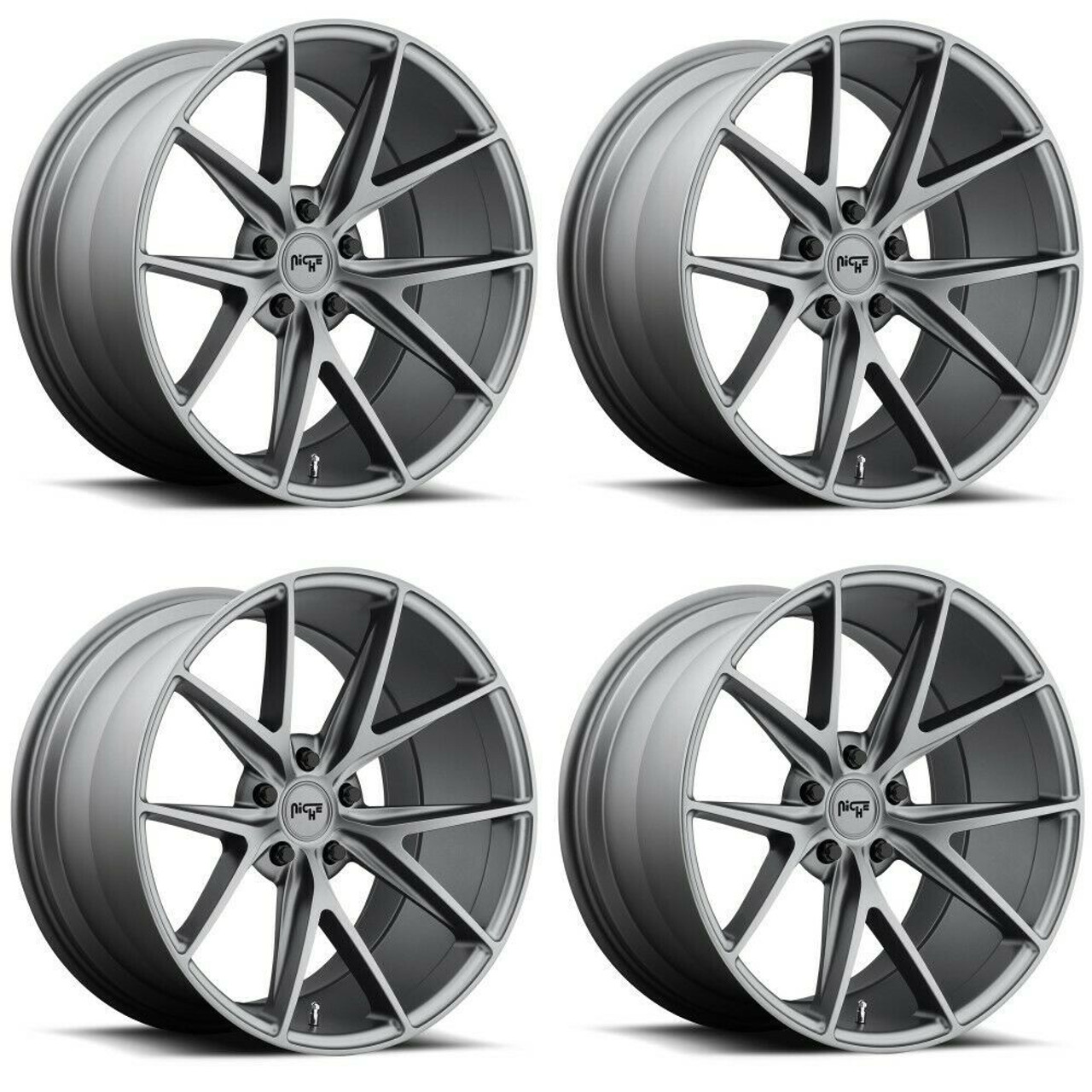 Set 4 Niche M116 Misano 20x9 5x120 Matte Gun Metal Wheels 20" 35mm Rims