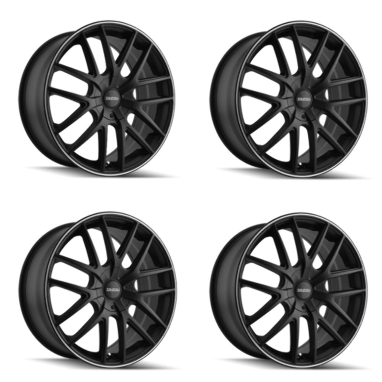 Set 4 17" Touren Tr60 17x7.5 Matte Black Machined Ring 5x112 5x120 Wheels 42mm