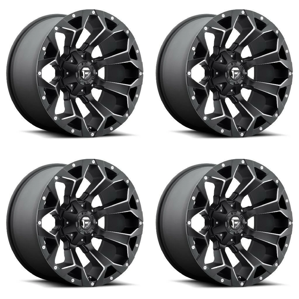 Set 4 18" Fuel D546 Assault 18x9 8x180 Matte Black Milled Wheels 20mm Truck Rims