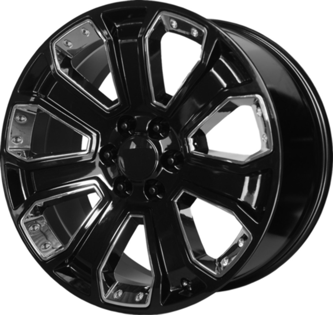 Performance Replicas PR113 22x9 6x5.5 Gloss Black Chrome Accents Wheel 22" 24mm