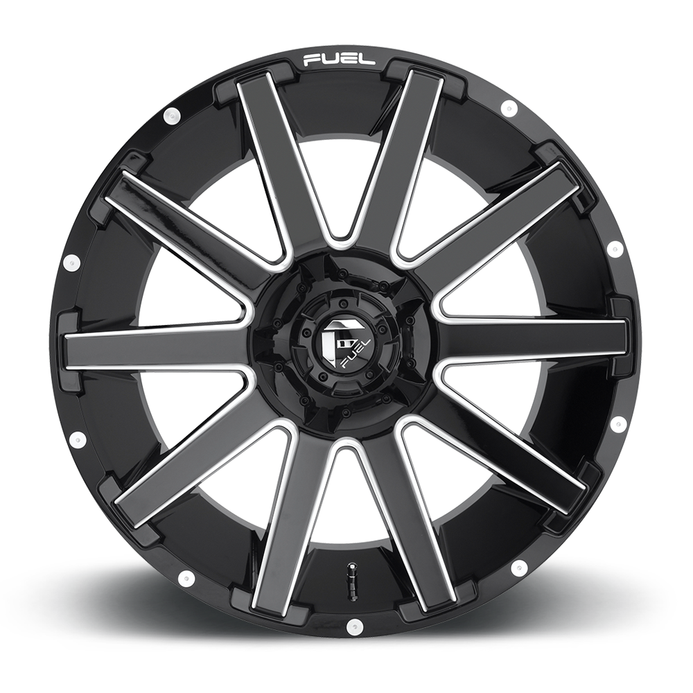 22" Fuel D615 Contra 22x10 5x4.5 5x5 -18mm Wheel Gloss Black Milled Lifted Rim